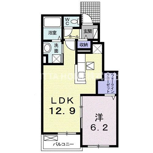 フェルネス　Ⅱの間取り|独立した洋室が魅力的な１ＬＤＫ◆