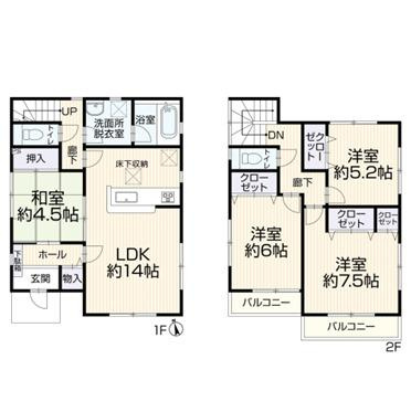 中郡大磯町国府本郷　中古戸建の間取り|南向き　４LDK