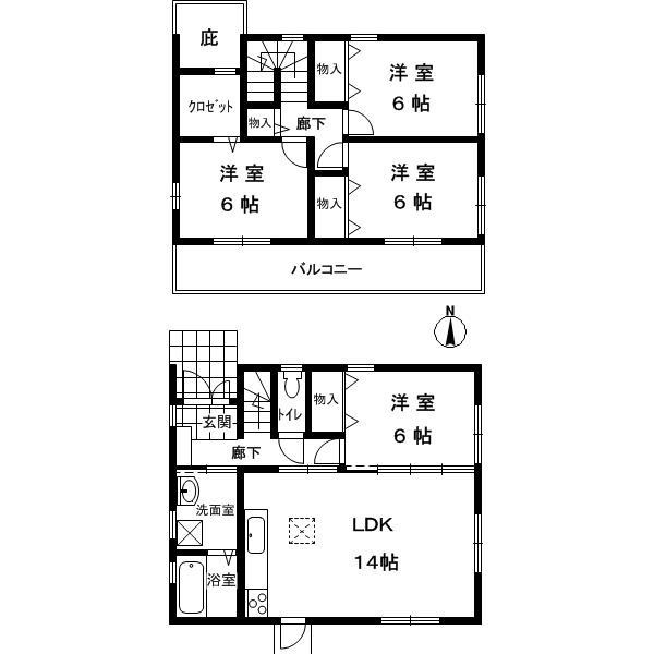 西五百住町13-8　貸家の間取り