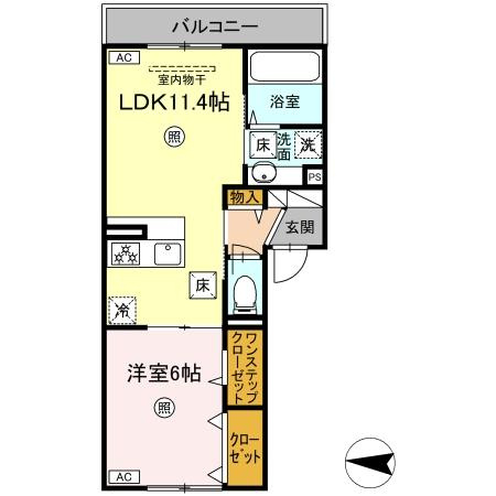 熊本市中央区大江４丁目のアパートの間取り