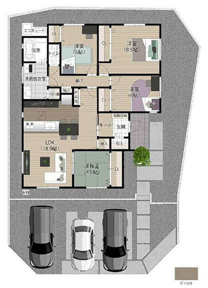 タマタウン大津町杉水／２号棟の間取り
