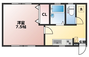 【間取り】 | ハイネス小林Ｃ | システムキッチン付きのお部屋です！
