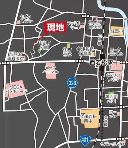 新築戸建・新築建売　会津若松市住吉町　城西小・第四中の地図|現地案内図