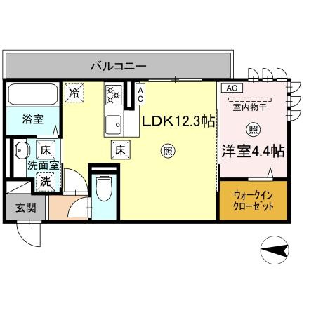 熊本市中央区大江４丁目のアパートの間取り