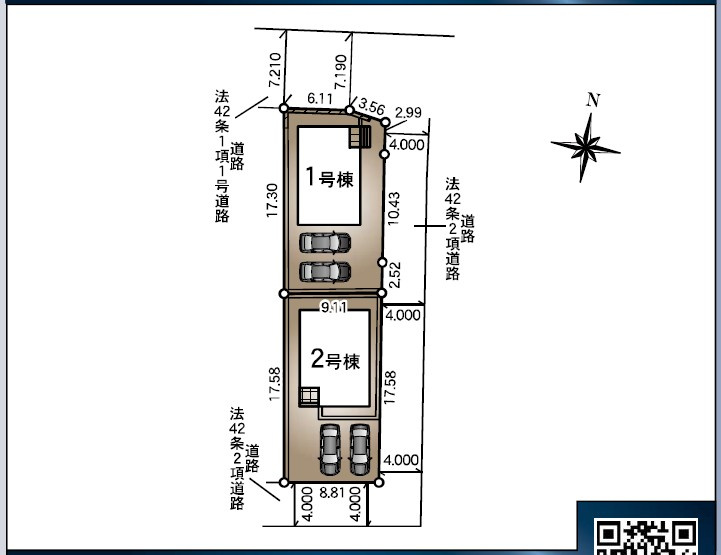 塩尻市大門五番町　新築戸建の区画図|南西角地にあり明るく視界にも開放感がございます