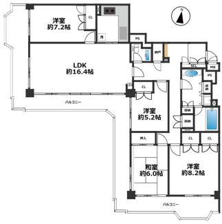【間取り】 | ポートピアプラザB棟 | 4LDK+S（納戸）専有面積119.52平米、バルコニー面積38.56平米♪