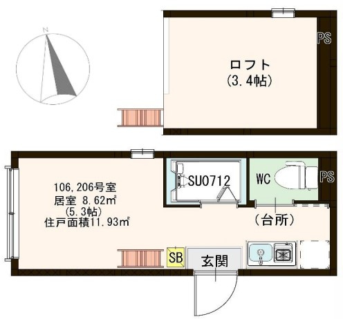 板橋区仲町のアパートの間取り