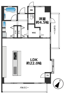 【間取り】 | ブルックス神戸 | LDK広々約22.0帖です♪