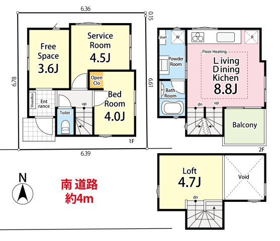 ＜LIBERi リーベリー＞杉並区阿佐谷北3丁目　南道路の綺麗な整形地　限定1棟の間取り|1LDK+S+フリースペース+ロフト　敷地面積 43.22ｍ2　建物面積 48.23ｍ2
