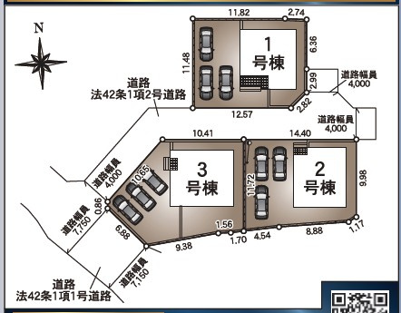 松本市並柳の区画図|来客時重宝なカースペース駐車3台可