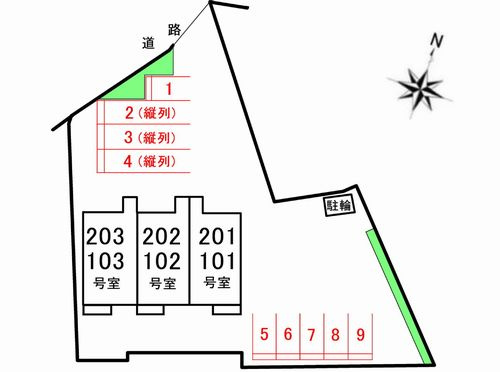 ソレアード　高岡の区画図|駐車場