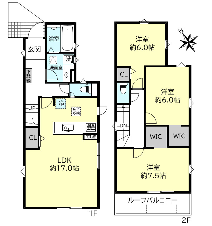 明石市松が丘３丁目新築戸建１号棟の間取り