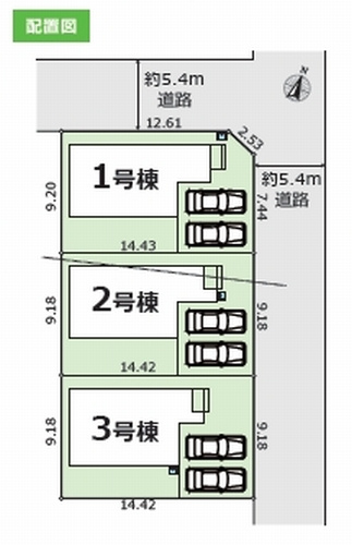 【仲介手数料０円】平塚市御殿18期　新築一戸建て　全3棟の区画図|平塚市御殿18期　新築一戸建て　全3棟