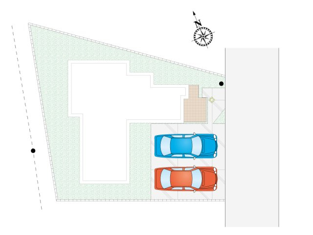 久喜市古久喜（全2区画）1号棟　区画図　並列2台駐車可能です。