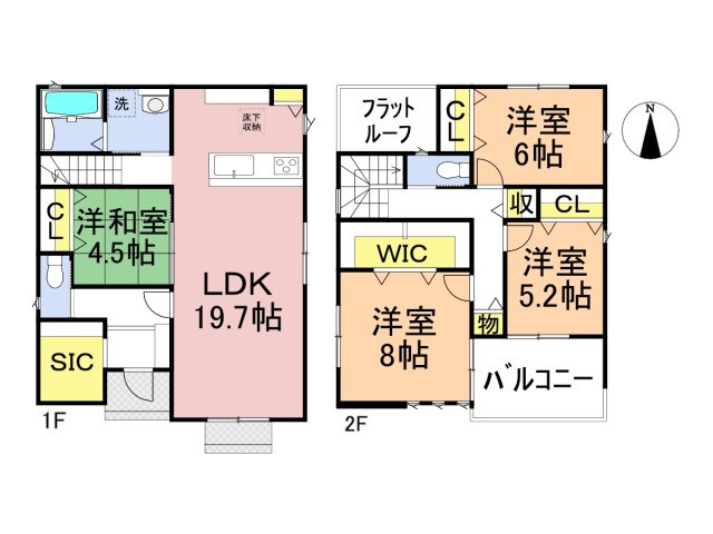 タマタウン　大垣市南若森（西小）　全３区画分譲の間取り|■２号棟　■ヤマダ不動産　株式会社リライフ　
■夢のマイホーム購入をフルサポートします！