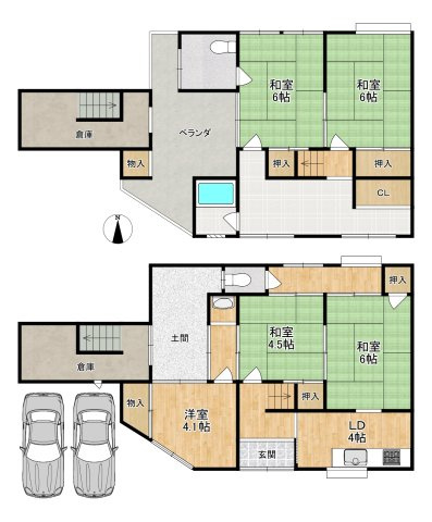 東香里新町テラスハウス　賃貸の間取り