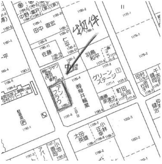 渋川市中村の土地図
