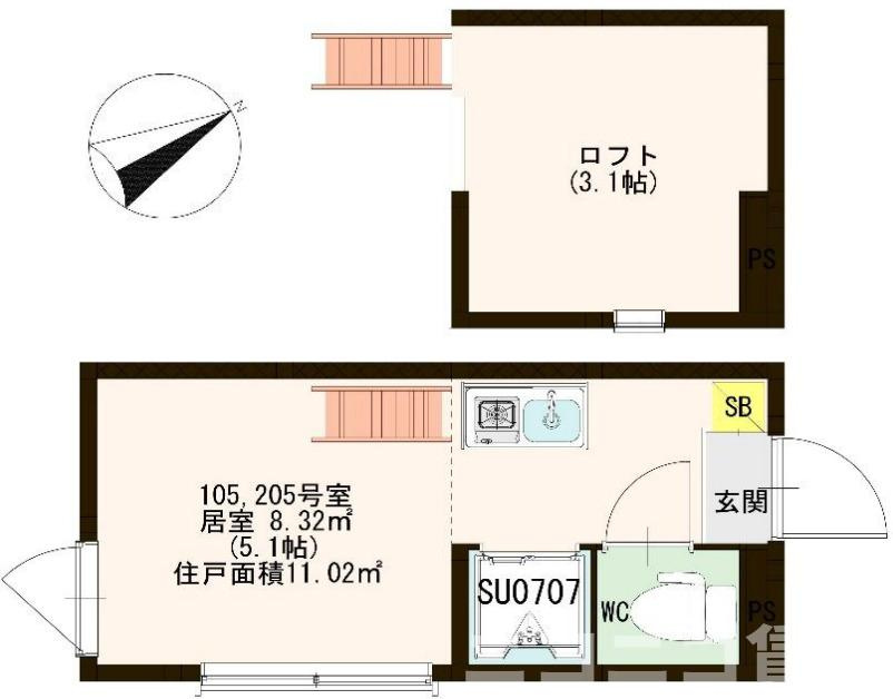 杉並区下高井戸５丁目のアパートの間取り
