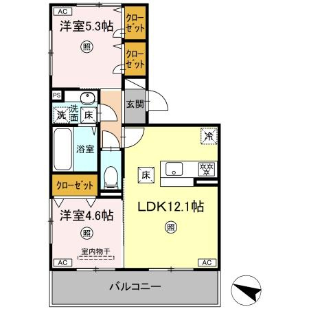 上益城郡益城町大字古閑のアパートの間取り