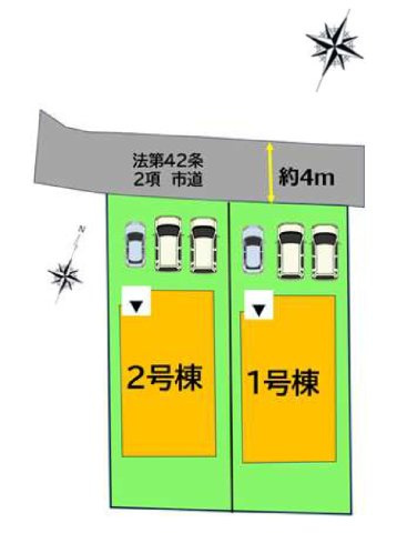太宰府市水城6丁目第1-2棟（1号棟）の区画図|配置図（1号棟）