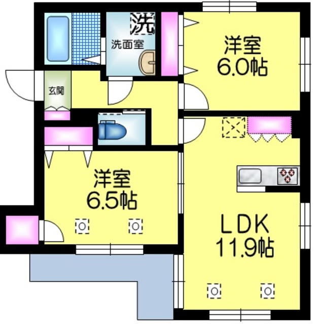 ＡｎｇｅＣ　アンジュシーの間取り|★南東角部屋３面窓★