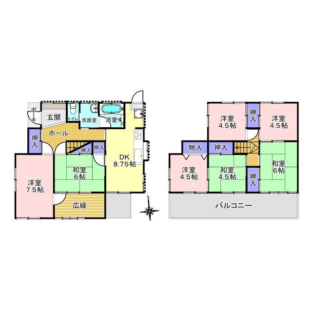 三郷市鷹野4丁目　中古戸建の間取り|二世帯住宅としてもご検討いただけるゆとりの7DK