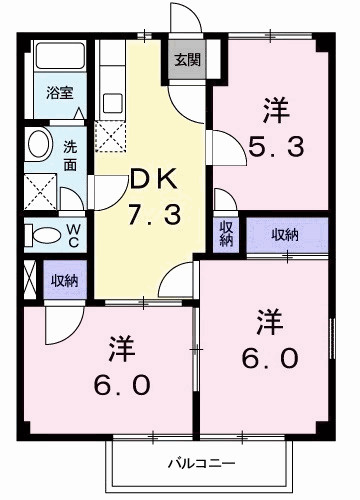 コモドハイツＢの間取り|間取図