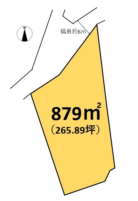 川奈　日当たり良好な平坦地　1,880万円の土地図|879㎡（265.89坪）の平坦地