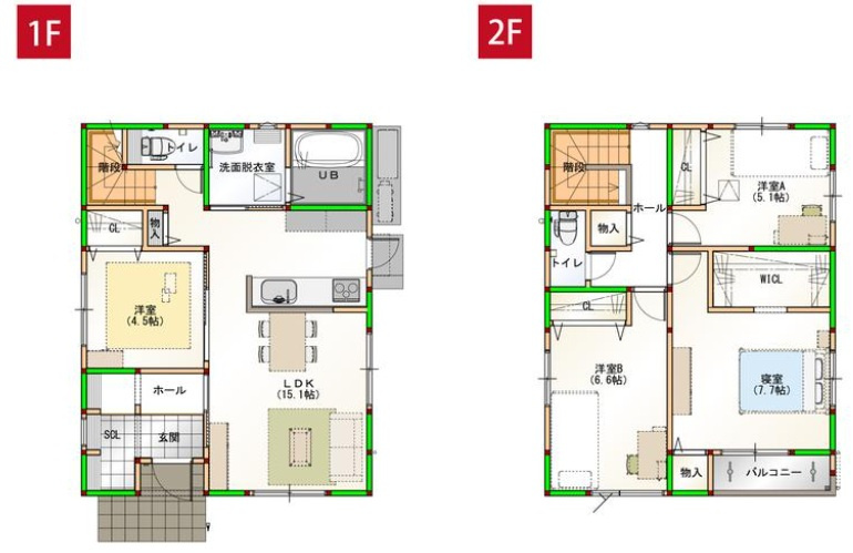 高知市新田町　新築戸建　③　（全3区画）の間取り|③　4LDK+WICL+SCL＋パントリー　　建物面積　103.02㎡（約31.16坪）