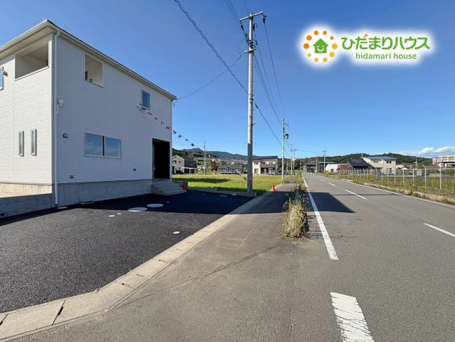 いわき市好間町上好間第5　新築戸建　1号棟の前面道路含む現地写真|南道路で日当たり良好！！お洗濯物もすぐ乾いちゃいますね(*^-^*)