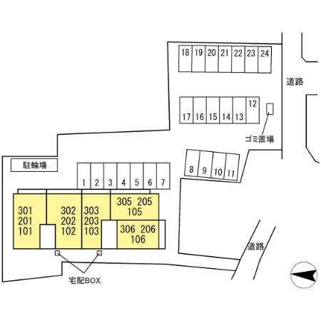 熊本市中央区大江４丁目のアパートの区画図