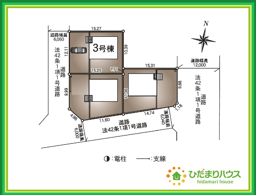 いわき市好間町上好間第5　新築戸建　3号棟の区画図|徒歩圏内に公園があり四季折々のイベントを楽しめます☆彡