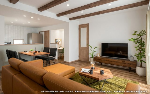 【完成予想図】 | 【LDK　イメージパース】
※画像は設計図面を基に作成したイメージです。