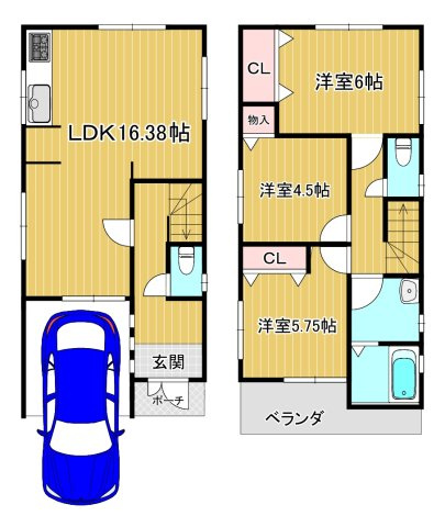 堺市堺区中安井町三丁　中古戸建の間取り