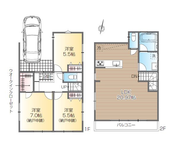 【参考プラン】 | 東久留米市浅間町２丁目　売地 | 広々約20帖のLDKで、家族が集うゆとりある参考プランです
