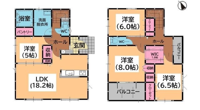 糟屋郡宇美町桜原1丁目第13-1棟（1号棟）の間取り|全居室収納付きで便利です。