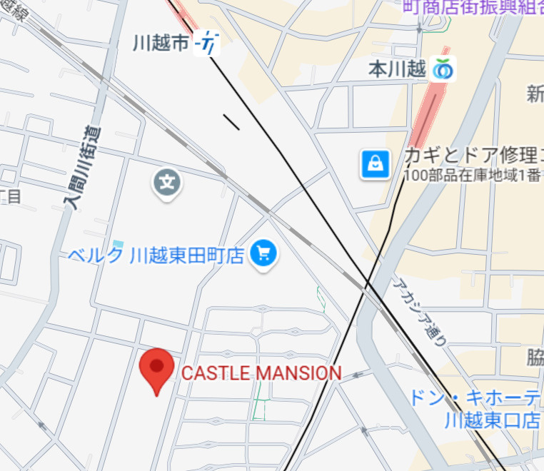 事務所に投資用に最適な好立地マンションの地図|３路線（JR、東武、西武）３駅（川越、川越市、本川越）を利用できる好立地