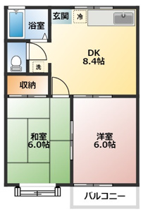 2DKの間取りです。