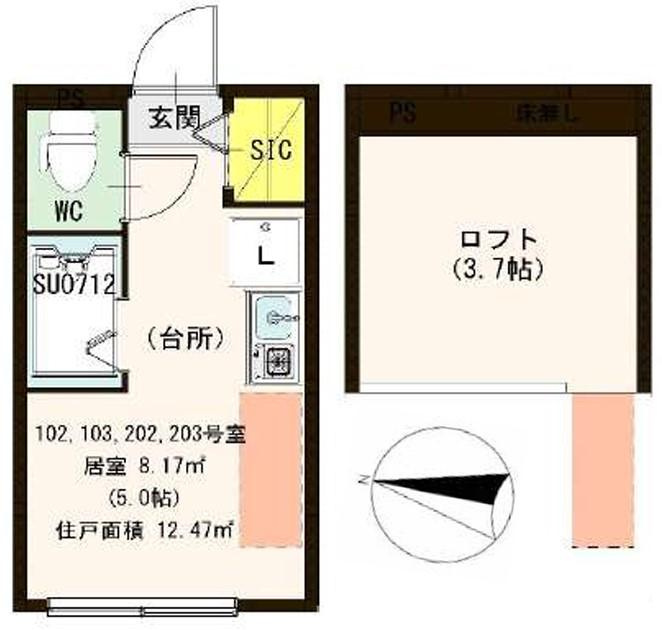 北区志茂４丁目のアパートの間取り