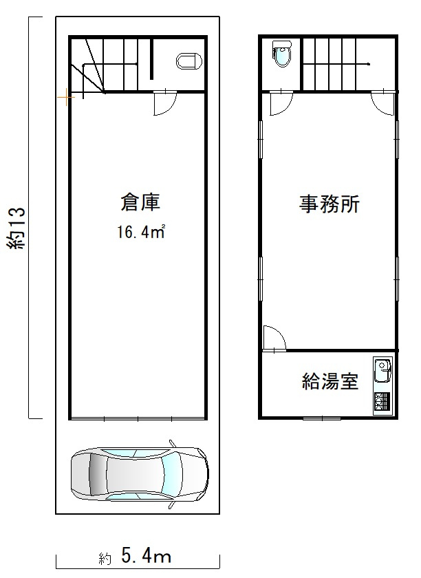 泉大津市東助松町　倉庫付き事務所の間取り|土地25.5坪　建物32.8坪　