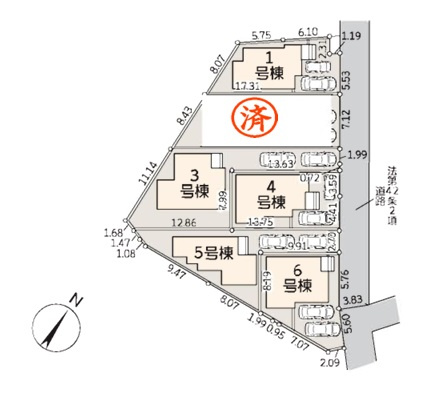 茅ヶ崎市香川1丁目　新築戸建　1号棟の区画図|区画図◇