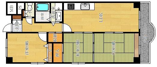 西宮市甲子園四番町の賃貸マンションの間取り