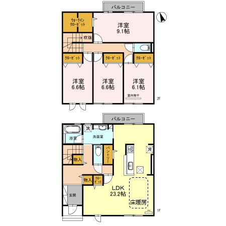 西宮市苦楽園四番町のアパートの間取り