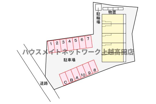グランシャレー春日の区画図|駐車場配置図