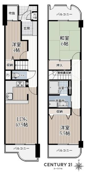 【間取り】 | サンロード大泉 | 専有面積:67.82平米　バルコニー面積:14.06平米　間取り:3LDK！