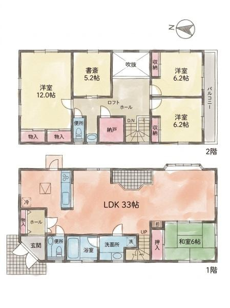 横浜市戸塚区小雀町の中古一戸建の間取り