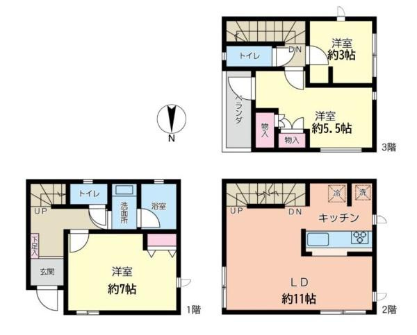 横浜市磯子区坂下町の中古一戸建の間取り