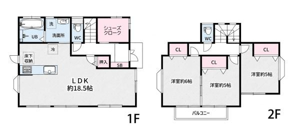 藤沢市高倉の中古一戸建の間取り