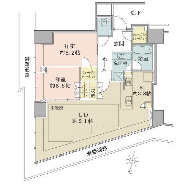 大阪市北区堂島２丁目の賃貸マンションの間取り