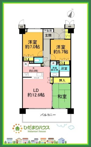 サーパス城南けやき通り　中古マンションの間取り|ゆとりのある3LDKで、ご家族それぞれのプライベート空間も確保できます。